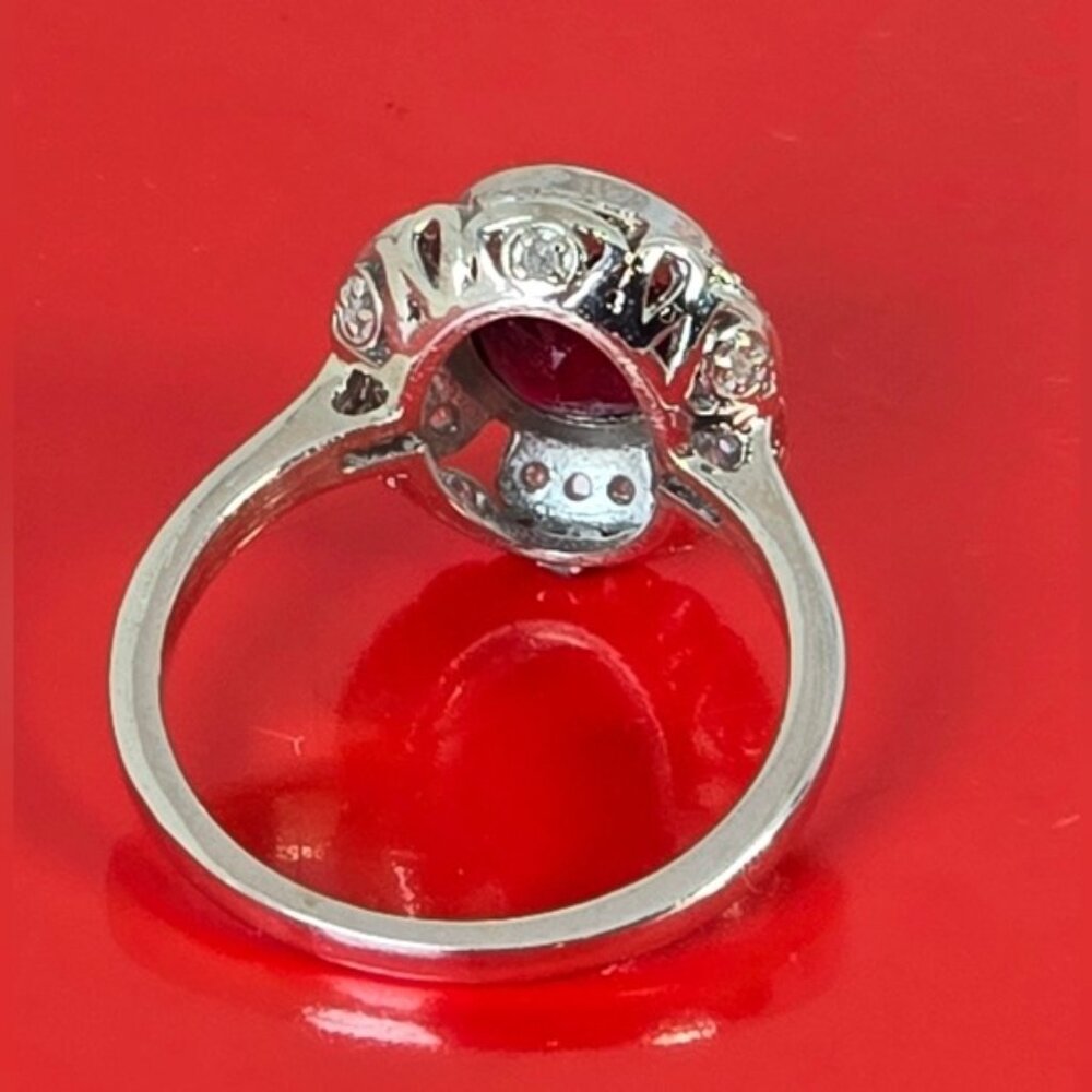 925 Sterling Silver Ring Sz 6.5 with Natural Ruby & Natural Diamonds - Picture 6 of 14